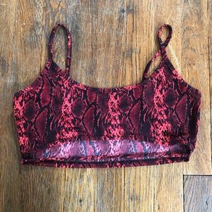 Underboob Red Snakeskin Print Top